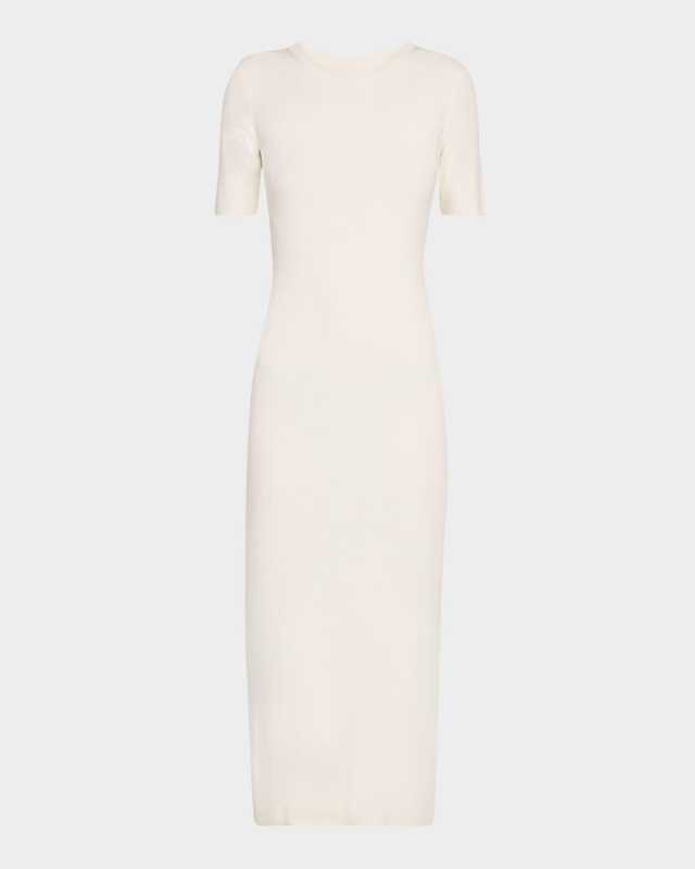 Ribbed Half-Sleeve Sweater Dress